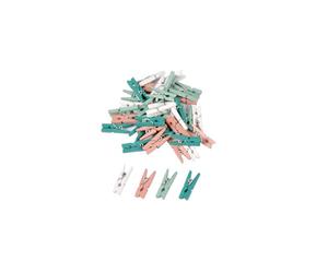 Homéa, Set de 40 Minis Pinces Bois 4 Couleurs Assorties