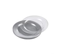 Homéa, Set de 6 Assiettes en Plastique Réutilisable 18 cm Paillete Argent