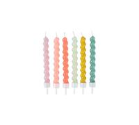 Homéa, Set de 6 Bougies Torsadées avec Support H7,5 cm Princesse Nature