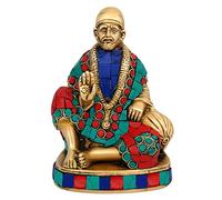 HomeAdri Statue de dieu indien Sai Baba Shirdi Sai Baba en bronze collé Sairam Shyam (Multi)