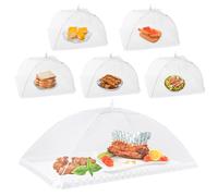 Homealexa 6PCS Cloches Alimentaire Pliables, Protection Contre Les Mouches, pour Aliments, Fruits, Pique-Nique, Barbecue, Blanc, 1 Taille XL + 5 Standard