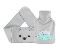 Homealexa Bouillotte avec Housse Douce 1L Premium Caoutchouc Naturel Sûr et Durable Bouillotte pour la Famille Sachet Chauffant pour Cou Épaule Abdomen Jambes Gris