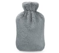Homealexa Bouillotte Eau Chaude 2 Litres avec Caoutchouc Naturel et Housse Fausse Fourrure, Bouillotte avec Couverture, Chaud pour famille, Idéal pour Femme Fille Enfants Gris