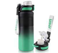 Homealexa Bouteille Isotherme 650ml avec Paille, Acier Inoxydable Sans BPA, Anti-fuite, pour Sport, Bureau, Voyage, École