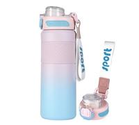 Homealexa Bouteille Isotherme 650ml avec Paille, Acier Inoxydable Sans BPA, Anti-fuite, pour Sport, Bureau, Voyage, École