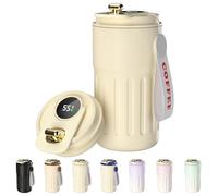 Homealexa Gobelet Café Affichage Numérique - Bouteille Isotherme 410 ml en Acier inoxydable 316 avec Couvercle Isolation sous Vide anti-Fuite Blanc