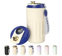 Homealexa Gobelet Café Affichage Numérique - Bouteille Isotherme 410 ml en Acier inoxydable 316 avec Couvercle Isolation sous Vide anti-Fuite Bleu