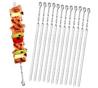 Homealexa Lot de 20 Brochettes à Viande en Acier Inoxydable pour Barbecue, Brochettes en métal Plat 38 cm