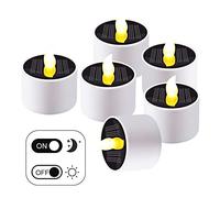 Homealexa Lot de 6 bougies chauffe-plat solaires - Étanche - Veilleuse - Flammes réalistes - Balcon - Jardin - Décoration de fête - Lumière LED pour camping, lanterne, jardin