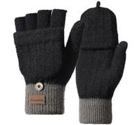 Homealexa Mitaine Gants d'hiver à Écran Tactile Femme et Homme Gants Tricoté Chauds pour Cyclisme Randonnée Escalade Travail Loisir Noir,Taille unique,Mitaine(noir)