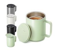 Homealexa Mug à Café 400 ml Double Paroi sous Vide Thermo Tasse à Café et à Thé en Acier Inoxydable Mug Thermique avec Poignée et Couvercle Coulissant