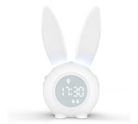 Homealexa Réveil numérique pour enfants avec motif lapin, lumière de réveil LED, horloge de chevet rose pour filles et garçons
