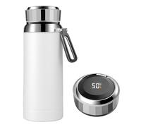 Homealexa Tasse à Café Isotherme 800 ml, Acier Inox 304, Écran Tactile Température, Gobelet Intelligent Chaud/Froid, Gourde de Voyage Hermétique Blanc