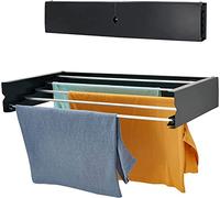 homeart Étendoir à linge mural | Étendoir à linge rétractable de 120 cm | Séchoir à linge pliable et pliable, pour intérieur et extérieur, design compact uni, capacité de 30 kg, anthracite