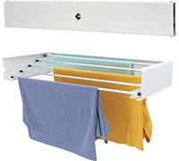 homeart Étendoir à linge mural | Étendoir à linge rétractable de 120 cm | Séchoir à linge pliable et pliable, pour intérieur et extérieur, design compact uni, capacité de 30 kg, blanc