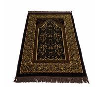 homeart Tapis de prière en velours pour musulmans, tapis de prière islamique en peluche douce, Janamaz, Sajada, tapis de prière, cadeau islamique pour homme et femme, motif Jeddah, cacao marron