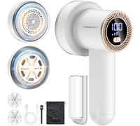 HOMEASY Rasoir Anti Bouloche Électrique: Rasoir Vêtement Anti Peluche pour Vêtement & Maison, 3 Vitesses,Tête à 3 Lames, Écran LCD, Rechargeable USB, Rasoir Bouloche Rase Rapide et Efficace, Blanc
