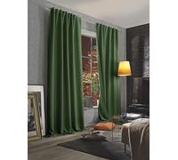 HOMEbasics ACUSTICO 85970 Rideau Acoustique avec Tissu Dim-Out Couleur Olive Dimensions : 245 x 135 cm