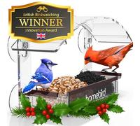 Homebird Mangeoires à Oiseaux de fenêtre avec ventouses puissantes - Mangeoires Transparentes pour Observer Les Oiseaux, Anti-écureuils