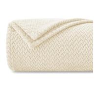 Homebliss Couverture Polaire Flanelle 270 x 230 cm,Couverture de Canapé,Plaid Polaire Super Douce et Duveteux,Plaid pour Canapé,Chaude et,Confortable,Couvre-lit - Haute Qualité - Beige