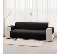 Homebliss Housse Canapé 4 Places 220cm Impermeable, Protege Canape Griffe Chat avec Accoudoirs, Couvre Canapé Universelle Réversible, Noir