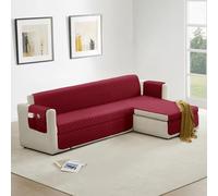 Homebliss Housse Canape d'angle 200cm Gauche/Droit Impermeable, Protege Canape Griffe Chat avec Accoudoirs, Couvre Canapé Universelle Réversible, Bourgogne