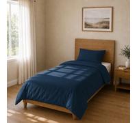 Homebliss Housse de Couette Microfibre 150x220 + 45x75 1PCS, Bleu Marine | Microfibre 65 g/m2 douce et dense: housse de couette unie avec taies 45x75 coordonnées, facile à laver en machine