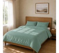 Homebliss Housse de Couette Microfibre 260x240 + 45x75 2PCS, Vert Sauge | Microfibre 65 g/m2 douce et dense: housse de couette unie avec taies 45x75 coordonnées, facile à laver en machine