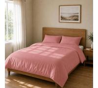 Homebliss Housse de Couette Microfibre 260x240 + 45x75 2PCS, Vieux Rose | Microfibre 65 g/m2 douce et dense: housse de couette unie avec taies 45x75 coordonnées, facile à laver en machine