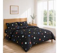 Homebliss Parure de draps 160x200+30 / 240x270 + 50x80 2PCS Nero Spazio | Microfibre brossée toute douce, drap-housse à bonnet profond de 30 cm et 10 imprimés pour changer d'ambiance sans effort