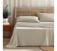 Homebliss Parure de Lit 140x190/200 4 Pièces en Microfibre Premium Certifié Oeko-Tex - Drap Housse 140x190 cm - Drap Plat 2 Personnes 180 * 240 CM - 2 taie Oreiller 50x80 CM - Beige