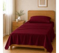 Homebliss Parure Microfibre 120x190+25 / 180x240 + 45x75 1PCS, Bordeaux | Microfibre dense 65 g/m² au toucher soyeux, drap housse bonnet +25 cm et parure complète, sans repassage et séchage rapide.