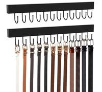 HOMEBROS Lot de 2 cintres muraux en bois avec 24 crochets métalliques, rotation à 360°, grande capacité, noir