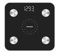 Homebuds Balance Pese Personne, Balance Connectée Bluetooth Pèse Personne Impédancemètre Depuis 2001, Balance Impedancemetre avec BMI/Graisse Corporelle/Masse Osseuse/BMR/Muscle/Eau, 180kg, Noir