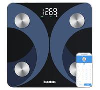 Homebuds Balance Pese Personne Précision 0,05kg, Balance Connectée 182kg | Professionnelle Fabricant Depuis 2001 Bluetooth Pèse Personnes Fiable APP Sync IMC Masse Graisseuse et Muscle, LED, Bleu