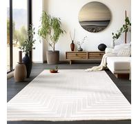 Homebyhome Grand Tapis Moderne Nature 280 x 370 cm - Salon/Salle de Séjour Doux et Moelleux - Effet 3D Scandinave, Poil Court Lavable
