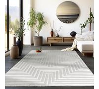 Homebyhome Grand Tapis Salon Moderne Tapis Chambre Tapis Argent 240 x 340 cm - Tapis Poil Court Salle de Séjour Tapis Effet 3D Scandinave Doux et Moelleux - Tapis Cuisine Lavable Moquette à Poils Ras
