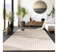 Homebyhome Grand Tapis Salon Moderne Tapis Chambre Tapis Beige 280 x 370 cm - Tapis Poil Court Salle de Séjour Tapis Effet 3D Scandinave Doux et Moelleux - Tapis Cuisine Lavable Moquette à Poils Ras