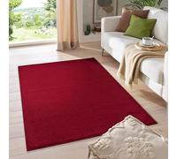 HomebyHome Tapis 120x170 cm Rouge, Poils Courts homogènes, esthétique Actuelle, Forme rectangulaire avec Dessous antidérapant pour intérieur