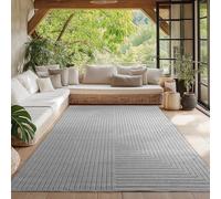 HomebyHome Tapis 200x290 cm Gris, Poils Courts Effet 3D Relief, Design Bohème Scandinave, pour Salon, Chambre, Cuisine ou Extérieur