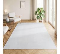 HomebyHome Tapis Blanc 200x280 cm Tapis à Poils Courts Lavable, Antidérapant et Doux, Design Monochrome Moderne pour Salon, Chambre, Cuisine et Chambre d'enfant