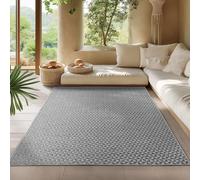 HomebyHome Tapis d Extérieur Gris 200x290 cm, Résistant aux Intempéries et aux UV, Idéal pour la Cuisine, Le Balcon, la Terrasse, Le Salon et la Salle à Manger, Design à Carreaux Style bohème