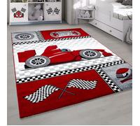 Homebyhome Tapis de Chambre pour Bébé et Enfant Motif Voiture de Course Couleur Rouge 80x150 cm