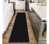 HomebyHome Tapis de couloir à poils courts - 60 x 110 cm - Noir - Lavable - Pour chambre à coucher, salon et cuisine - Moelleux et antidérapant