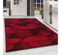 HomebyHome Tapis de Salon 160x230 cm Rouge Conception de Mur Tapis de Chambre Moderne à Poils Courts, Facile d'entretien