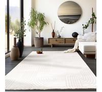 Homebyhome Tapis de Salon à Poils Courts Blanc 160x230 cm design scandinave avec effet 3D Tapis doux pour salon ou chambre