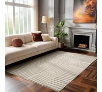 HomebyHome Tapis de Salon Moderne, Style Boho scandinave, Beige, Effet Haut-Bas, Tapis décoratif Facile d'entretien 140 x 200