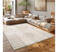 HomebyHome Tapis de Salon Moderne, Style Boho scandinave, crème, Effet Haut-Bas, Tapis décoratif Facile d'entretien 240 x 340