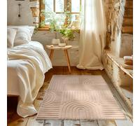 HomebyHome Tapis de Salon Moderne, Style Boho scandinave, Rose, Effet Haut-Bas, Tapis décoratif Facile d'entretien 80 x 150