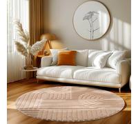 HomebyHome Tapis de Salon Moderne, Style Boho scandinave, Rose, Effet Haut-Bas, Tapis décoratif Facile d'entretien 160 cm Rond